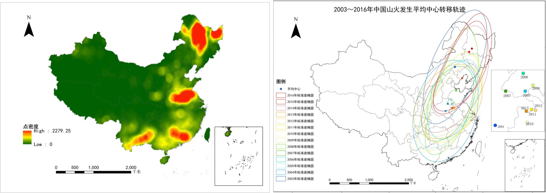 Wildfire spatiotemporal analysis in China